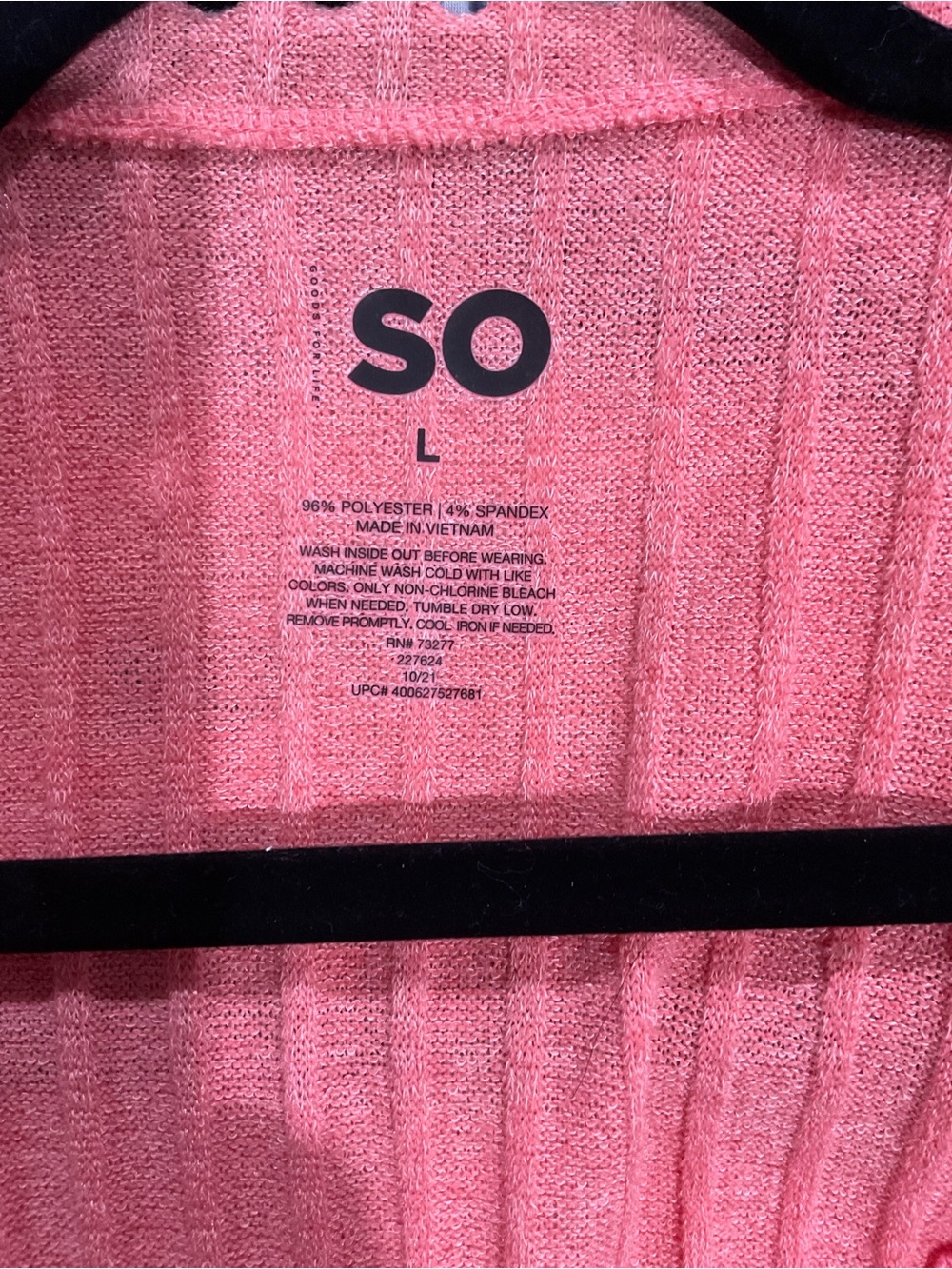 SO Coral Ribbed Button-Front Tee - Picture 5 of 5